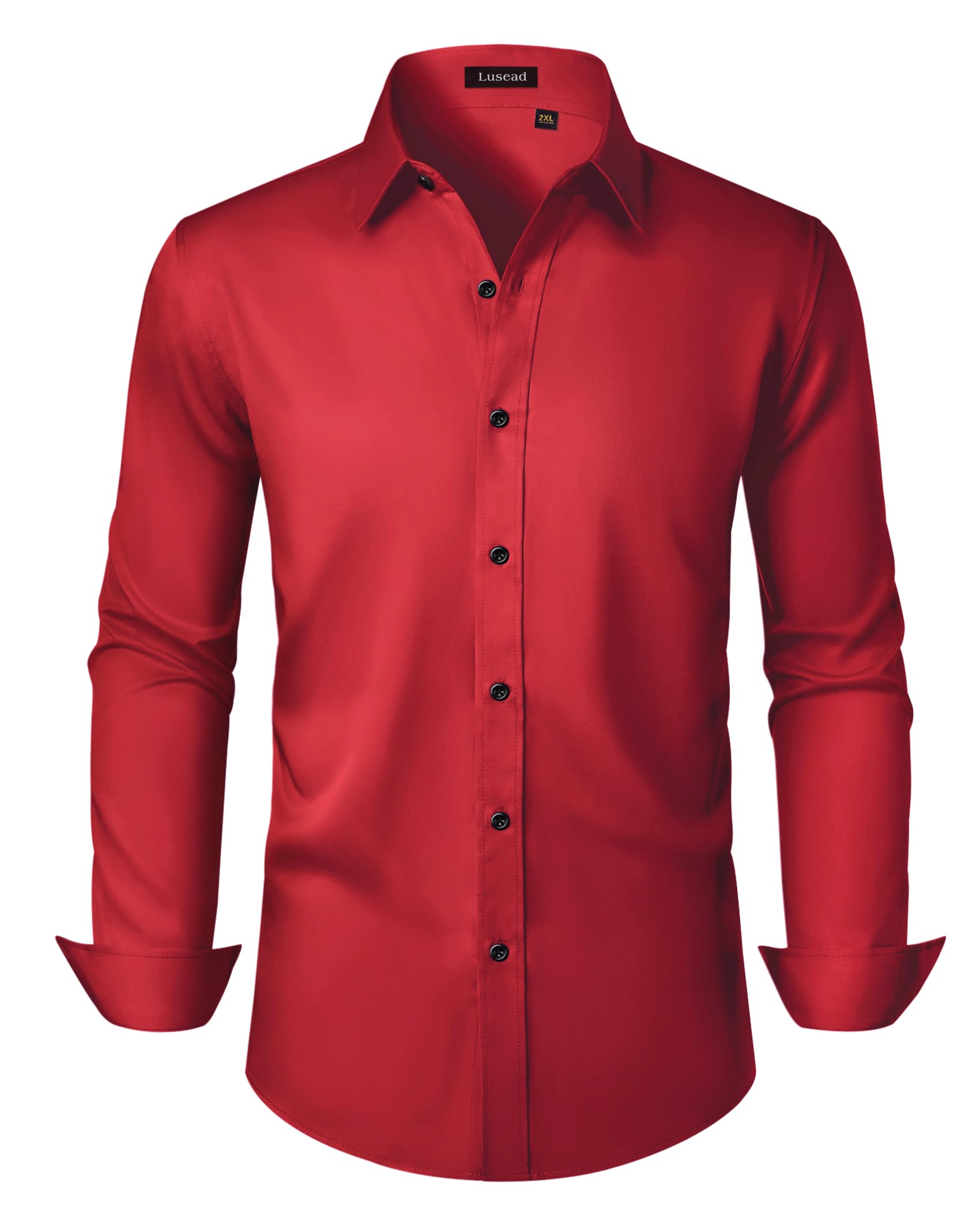 Men's Dress Shirts Long Sleeve Stretch Wrinkle Free Slim Fit Wedding Formal Button Down Shirt